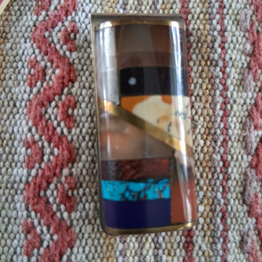 Native American Multi Stone Inlay Money Clip